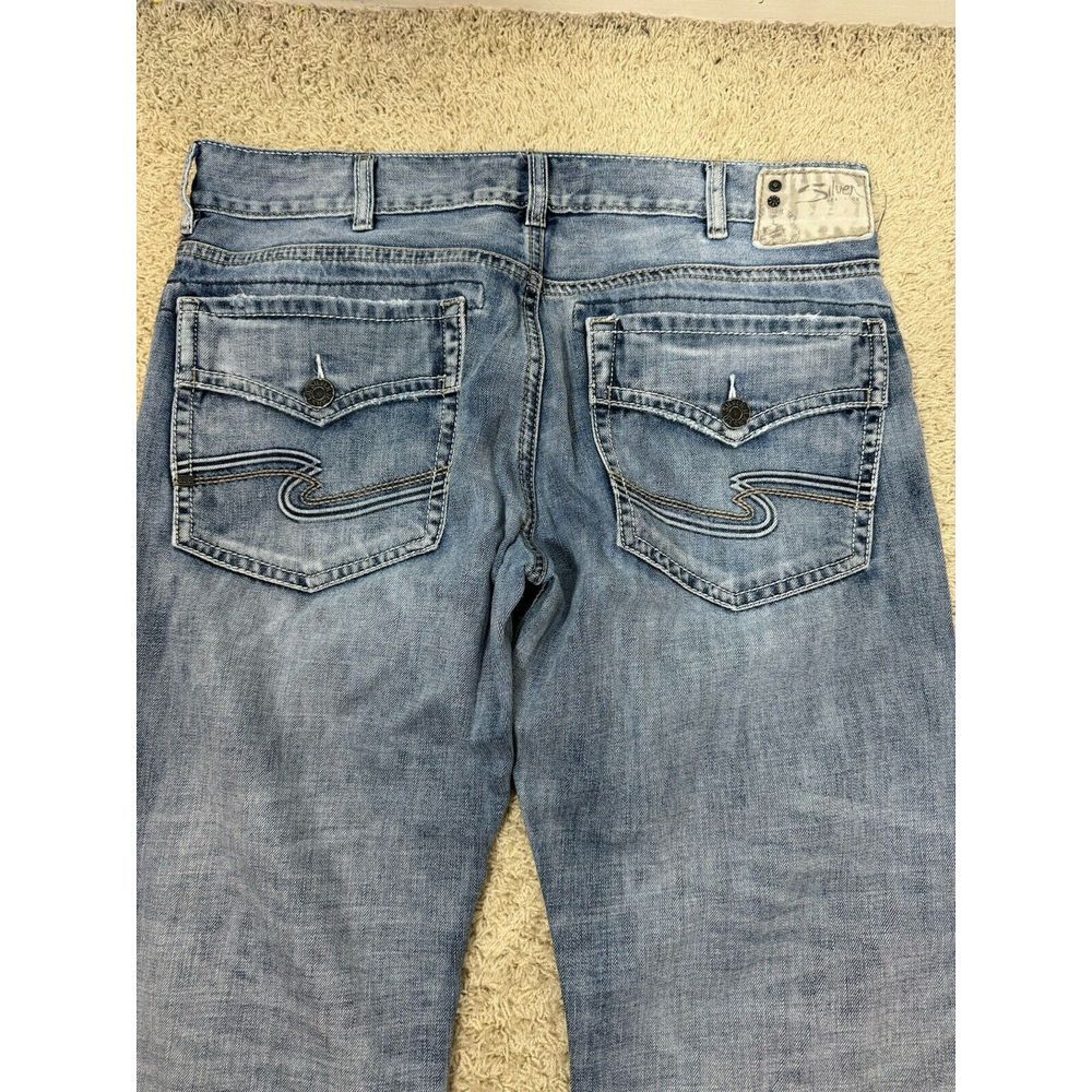Silver Men's Jeans 38x32 Denim Zac Relaxed Fit Straight Leg Medium Wash Pockets - Picture 7 of 11